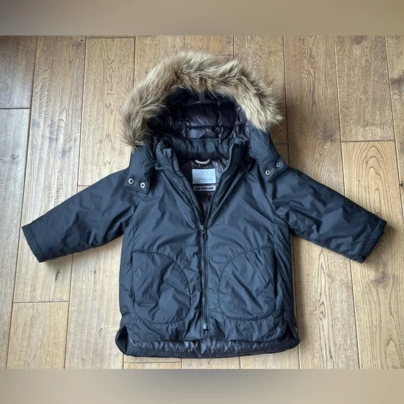 Zara Toddler Black Down Hooded Jacket size 18-24 Months - Picture 4 of 9